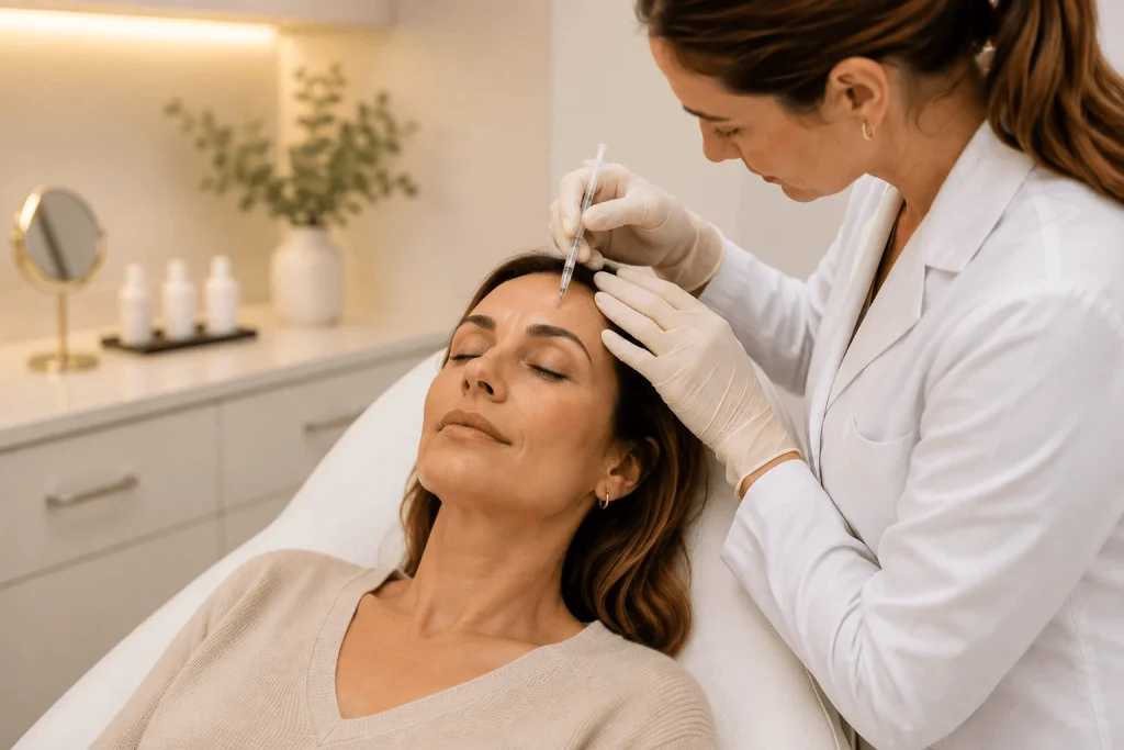 Aplicacao-de-Botox-na-testa-para-suavizar-linhas-de-expressao